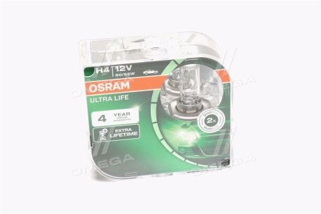 ЛАМПА фарна H4 12V 60/55W P43t ULTRA LIFE (компл.) (вир-во) OSRAM 64193ULT-HCB-DUO