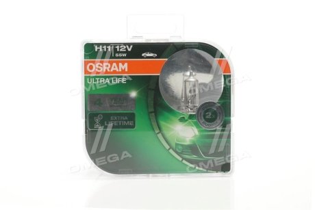 ЛАМПА фарна H11 12V 55W PGJ19-2 ULTRA LIFE (компл.) (вир-во) OSRAM 64211ULT-HCB-DUO