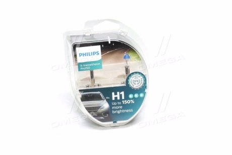 Лампа розжарювання H1 X-tremeVision Pro150 (+150) 12V 55W P14,5s (комплект) (вир-во) PHILIPS 12258XVPS2 (фото 1)