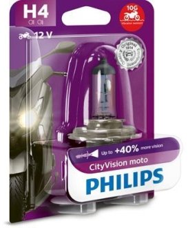 H4 CityVision Moto 12V 60/55W P43t-38 PHILIPS 12342CTVBW (фото 1)