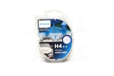 Лампа розжарювання H4 12V 60/55W P43t-38 Diamond Vision 5000K (вир-во) PHILIPS 12342DVS2