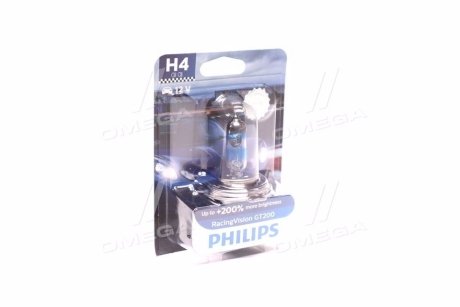 Лампа розжарювання H4 RacingVision GT200 +200 12V 60/55W P43t-38(вир-во) PHILIPS 12342RGTB1 (фото 1)