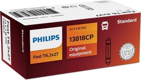 Автолампа fest t6,2x27 13818 24v 3w cp PHILIPS 13818 CP