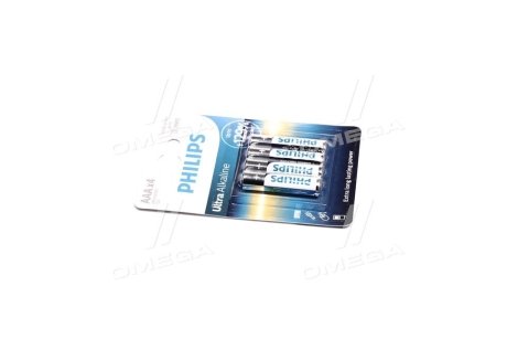 Батарейка LR03/AAA Ultra Alkaline Blister 4шт (вир-во) PHILIPS LR03E4B/10 (фото 1)