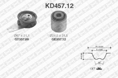 Компл.газораспр.(ремінь + ролик) SNR NTN KD457.12