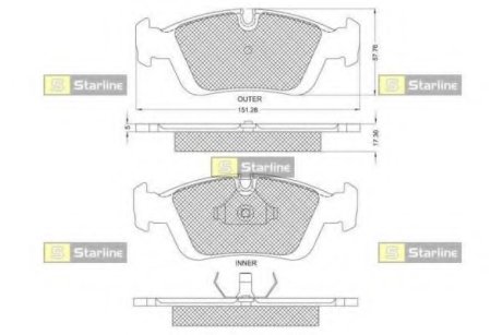 Гальмівні колодки дискові STARLINE BD S153 (фото 1)