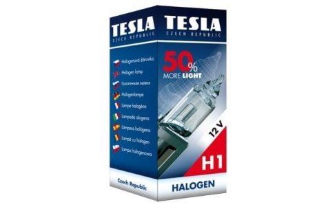Лампа галоген H1 12V 55W P14,5s +50% Premium TESLA B30101 (фото 1)