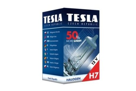 Лампа галоген H7 12V 55W PX26d +50% Premium TESLA B30701 (фото 1)