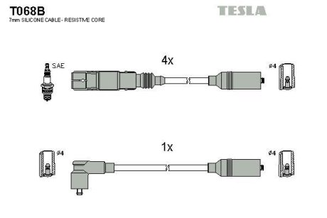 Комплект кабелiв запалювання TESLA T068B