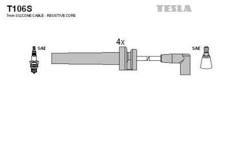 Кабель запалювання к-кт Volga 31105 2.4 16V TESLA T106S