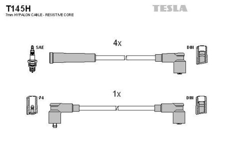 Кабель запалювання к-кт Аналог TES T372S Skoda Felicia 94-01 1,3 135B (SPI) TESLA T145H