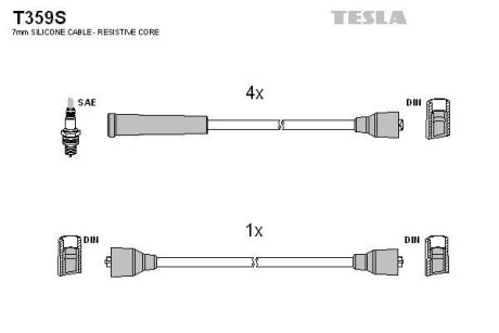 Провода свечные 2121-21213 карб (силікон) TESLA T359S (фото 1)