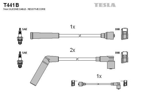 Провода свечные Матиз 0,8 (под трамблер) (силікон) TESLA T441B (фото 1)