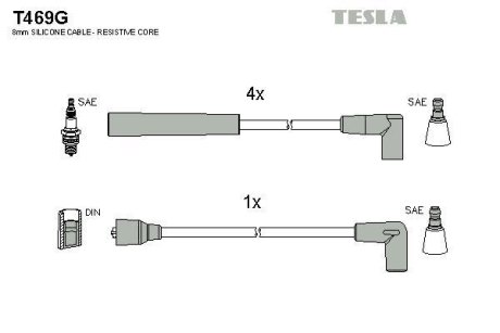 Комплект кабелiв запалювання TESLA T469G (фото 1)