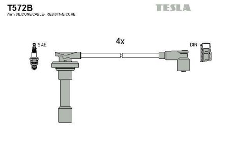 Комплект кабелiв запалювання TESLA T572B