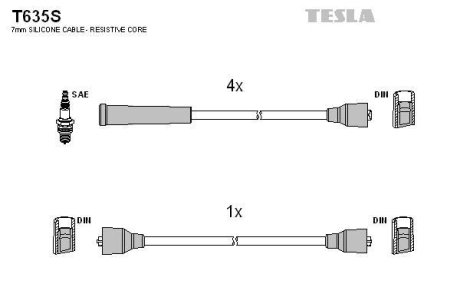 Провода свечные 412/ 2140 (силікон) TESLA T635S (фото 1)