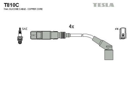 Кабель запалювання к-кт BMW E34,E36,E45,E46 89-05 TESLA T810C