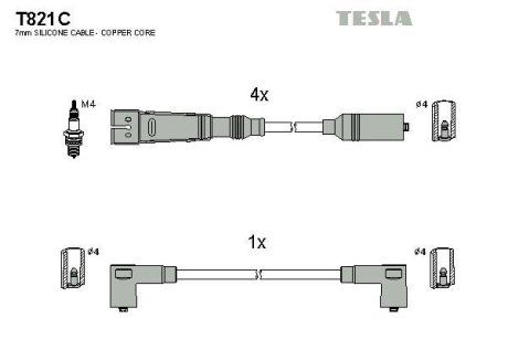 Комплект кабелiв запалювання TESLA T821C (фото 1)