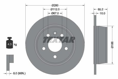 Диск гальмівний MERCEDES Vito(W638) "R D=280mm "96-"03 TEXTAR 92074503