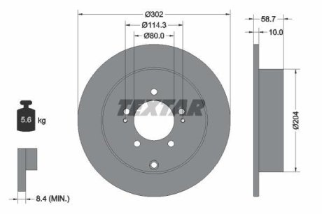 Диск гальмівний MITSUBISHI/PEUGEOT Lancer EVO/Outlander II/4007 "R D=302mm "05>> TEXTAR 92167003