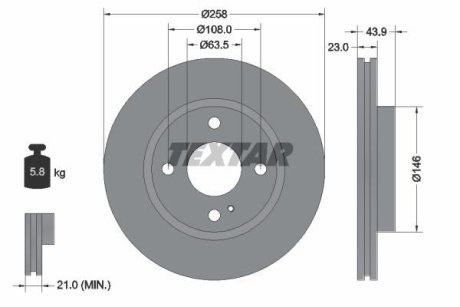 Диск гальмівний FORD Fiesta "F D=258mm "08>> TEXTAR 92176005