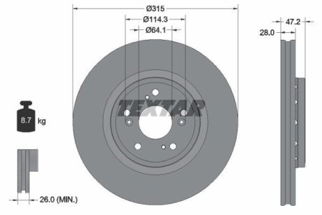 Диск гальмівний HONDA CR-V "F D=315mm "12>> TEXTAR 92283303