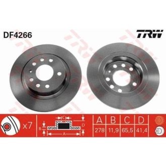 Диск гальмівний FIAT, OPEL SIGNUM, SAAB, задн. (вир-во) TRW DF4266