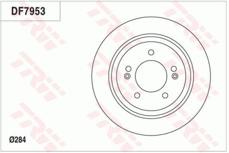 Диск гальмівний (1 шт.) HYUNDAI/KIA Grandeur/Optima/Soul "R D=284mm "11>> TRW DF7953 (фото 1)