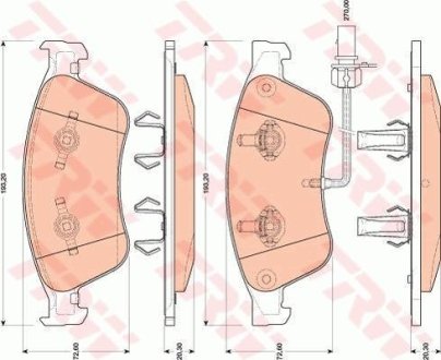 A_Гальмівні колодки дискові AUDI A8 "F "03-"10 TRW GDB1811 (фото 1)