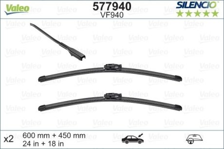 Щітка склоочисника SILENCIO FLAT BLADE SET Valeo 577940 (фото 1)