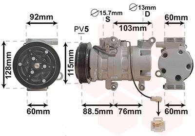 Компрессор кондиціонера MAZDA 3 10/03 > 09 (вир-во) Van Wezel 2700K251