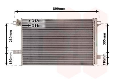 Радиатор кондиціонера VOLKSWAGEN TRANSPORTER T6 15> (вир-во) Van Wezel 58015704