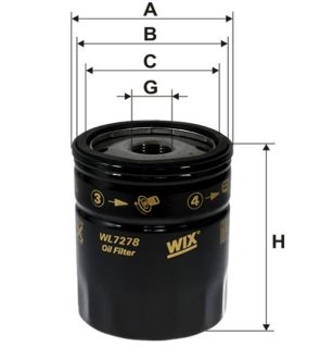 Фільтр масляний двигуна /OP580/7 (вир-во -FILTERS UA) WIX FILTERS WL7278 (фото 1)