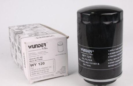 Фильтр масла AUDI/VW/SEAT/SKODA 1.8/2.0 TSI/TFSI 03/05- WUNDER FILTER WY-120 (фото 1)