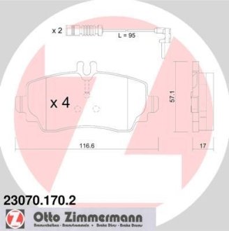 Комплект гальмівних колодок ZIMMERMANN 230701702