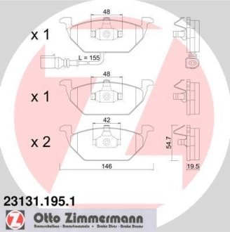 Колодки гальмівні дискові, к-кт передние ZIMMERMANN 231311951