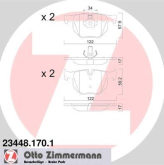 Колодки гальмівні дискові комплект; задн. ZIMMERMANN 234481701