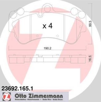 Колодки гальмівні дискові, к-кт ZIMMERMANN 236921651 (фото 1)