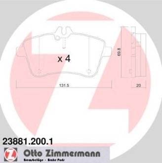 Колодки гальмівні дискові ZIMMERMANN 238812001