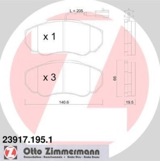 Комплект гальмівних колодок ZIMMERMANN 239171951