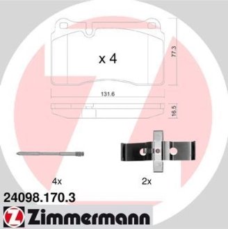 Колодки тормозные передні (комплект) VW Touareg/Porsche Cayenne/Audi Q7 ZIMMERMANN 240981703