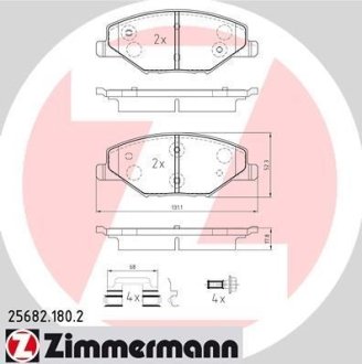 Колодки гальмівні дискові, к-кт ZIMMERMANN 256821802