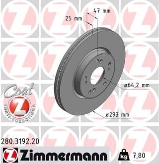 Диск тормозной передний ZIMMERMANN 280319220