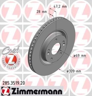 Диск гальмівний ZIMMERMANN 285351920