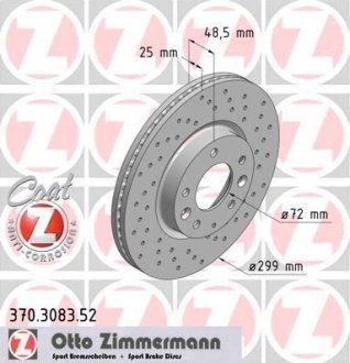 Диск гальмівний ZIMMERMANN 370 3083 52