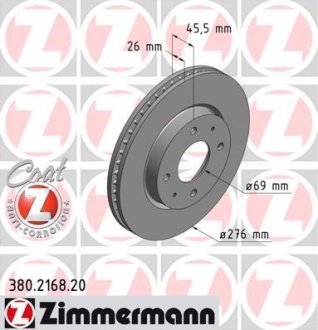 Диск тормозной ZIMMERMANN 380216820