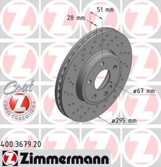 Гальмiвнi диски Coat Z переднi з отворами ZIMMERMANN '400367920'