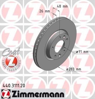 Гальмівний диск ZIMMERMANN 440311120