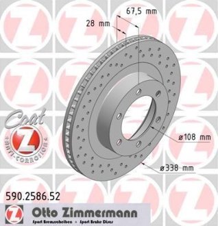 Диск тормозной (перфорированный) ZIMMERMANN 590258652