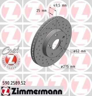 Диск гальмівний ZIMMERMANN 590258952